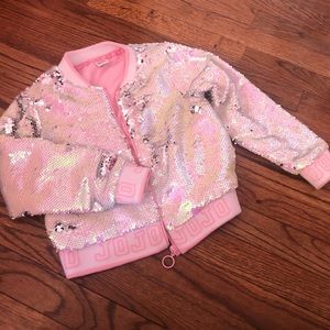 Girls sequin bomber jacket.